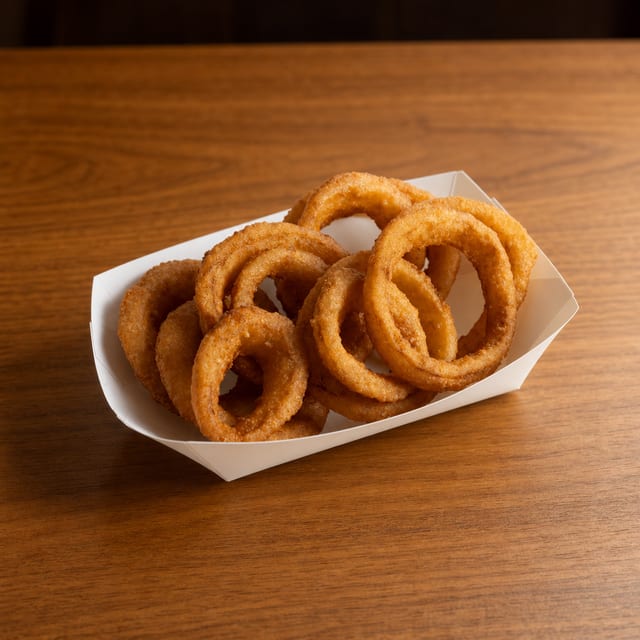 Hand Battered Onion Rings.