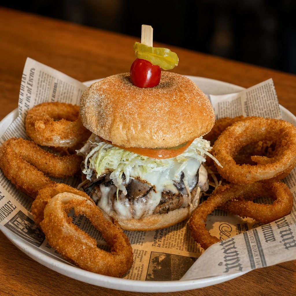 Mushroom Swiss Burger.