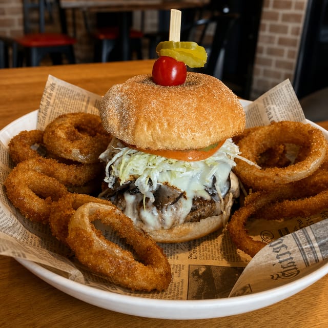 Mushroom Swiss Burger.