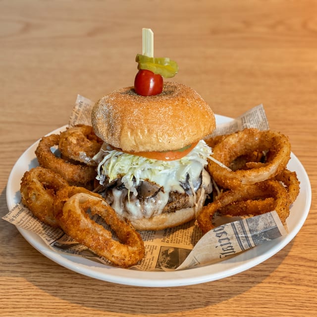 Mushroom Swiss Burger.