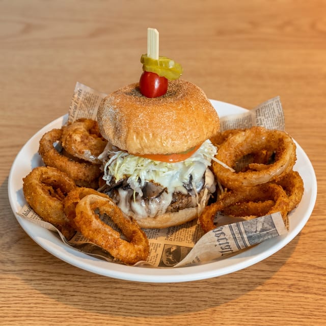 Mushroom Swiss Burger.